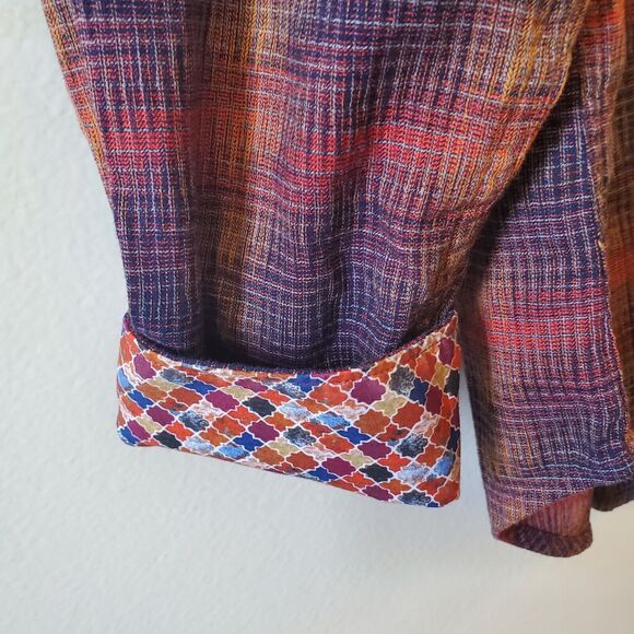 Robert Graham Tailored Fit Autumn Plaid Embroidered Long Sleeve Button Down Sz L - Picture 5 of 11